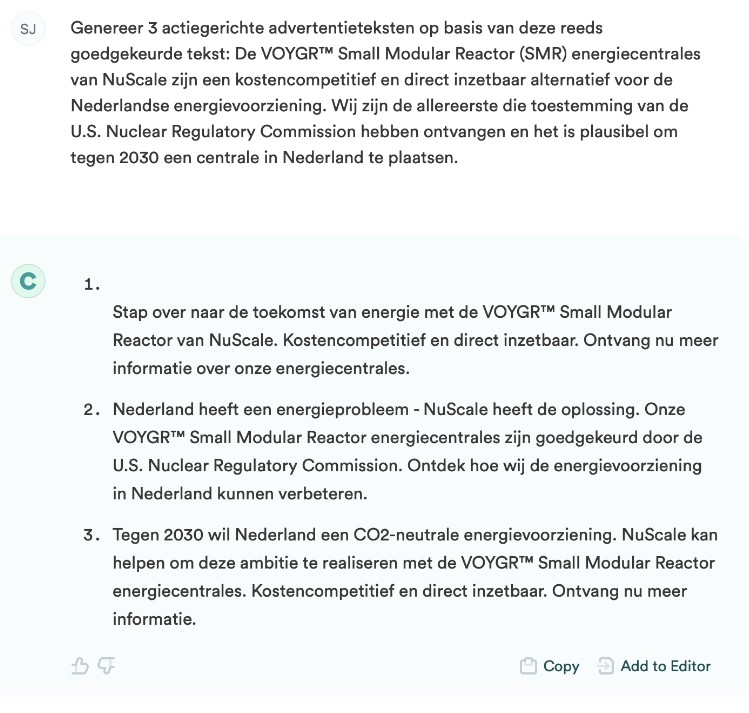 Een vraag aan een AI-tool als ChatGPT.
