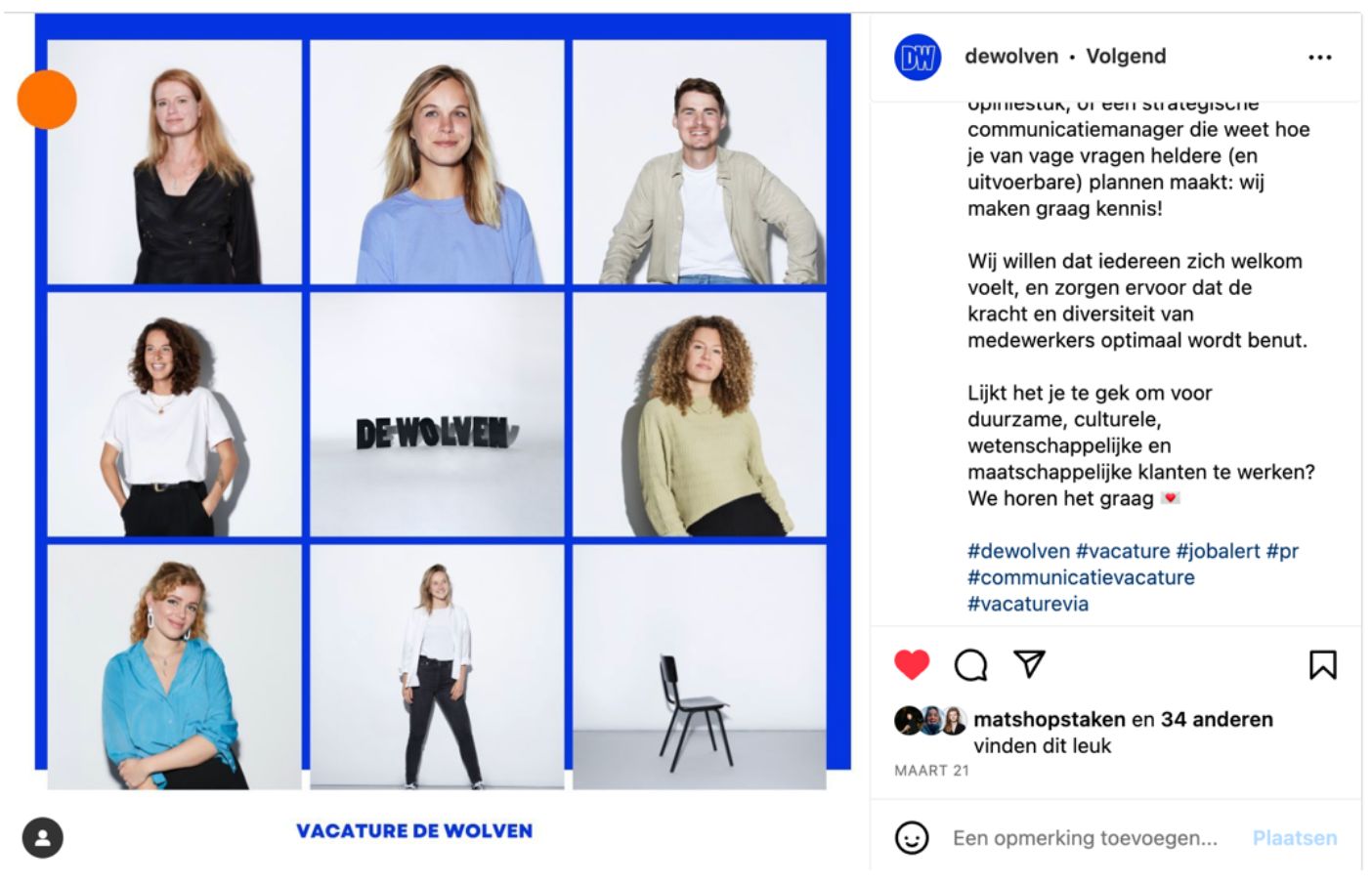 Instagram-post van dewolven met daarin inclusief taalgebruik.