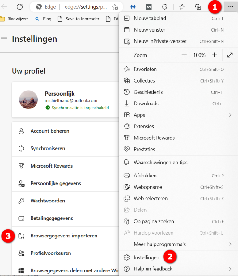 Uitleg om over te stappen vanaf Chrome naar Edge