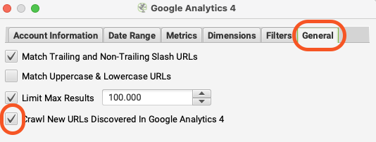 screaming frog google analytics 4 configuratie