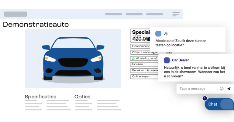 Proefrit plannen via live chat of WhatsApp