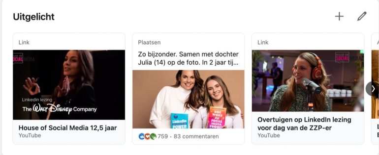 Profielsectie 'uitgelicht'.