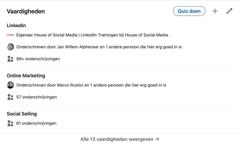 Vaardigheden toevoegen aan je LinkedIn-profiel.