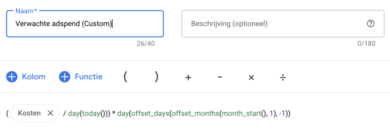 voorbeeld ad spend Google analytics 4