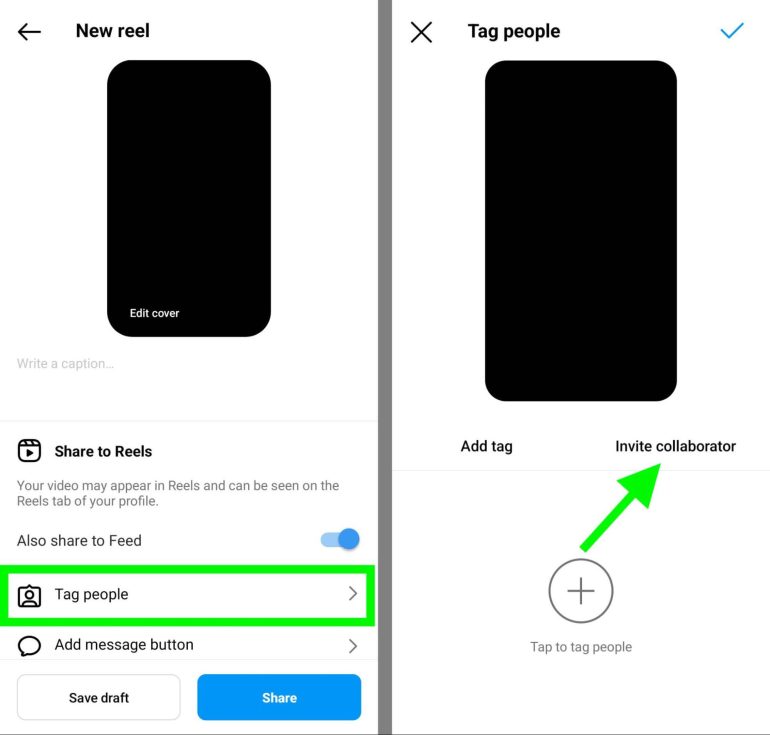 Instructie afbeelding voor Instagram Collaborate-update