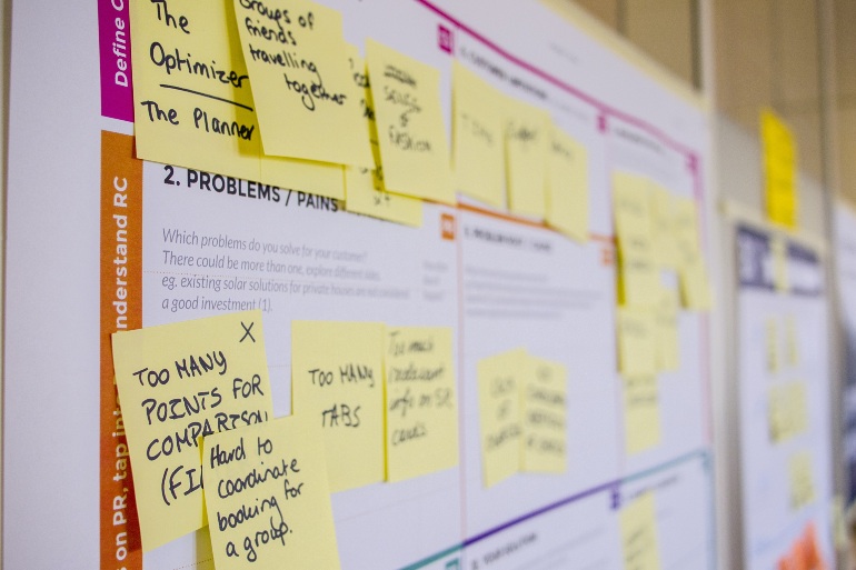 Post-its op een bord.