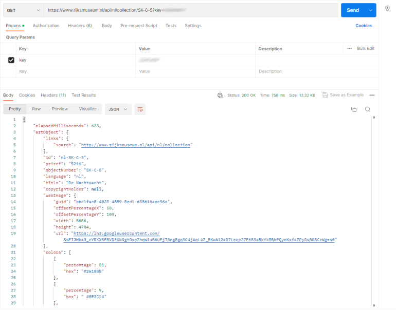 Met REST API's in Postman de collectie bevragen