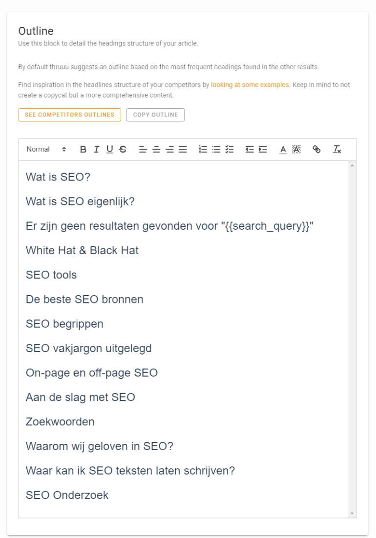 Content outline Thruuu