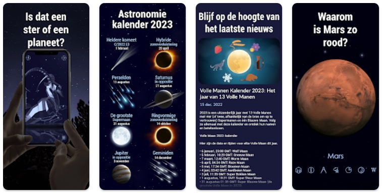Een app waarmee je alle sterren en sterrenbeelden kunt vinden.