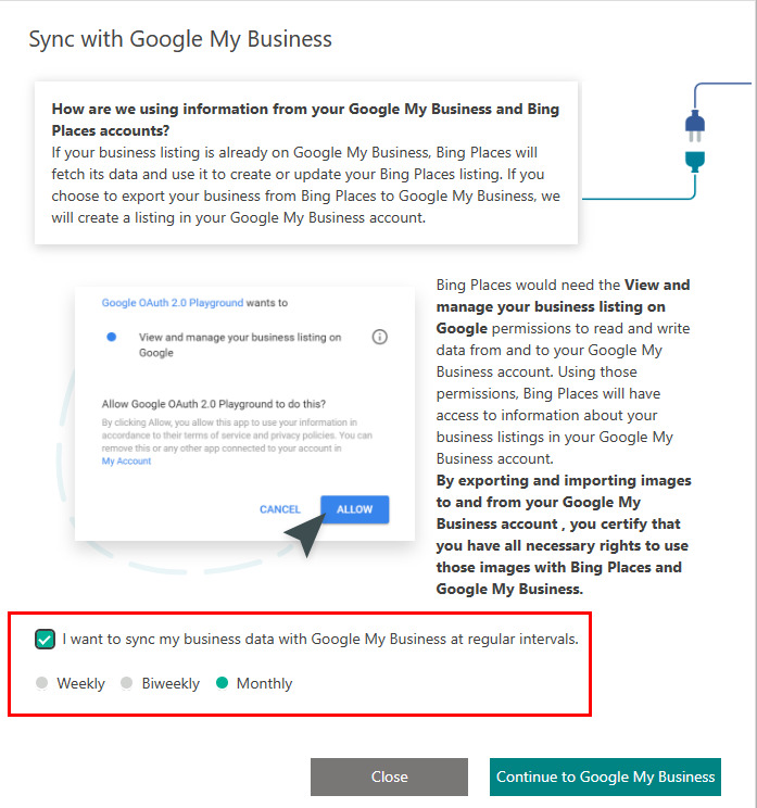 Bing Places synchroniseren met Google Bedrijfsprofiel.