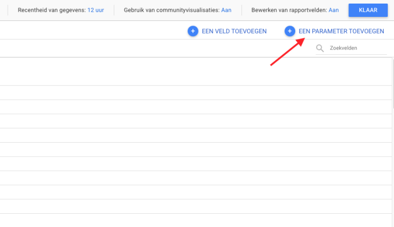 Een parameter toevoegen in Google Looker Studio