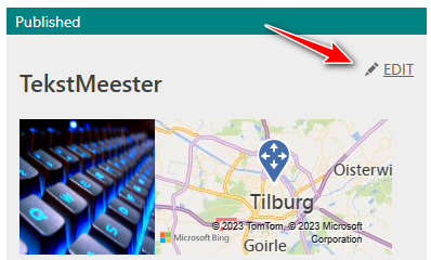 Screenshot van het aanpassen van een vermelding in Bing Places.