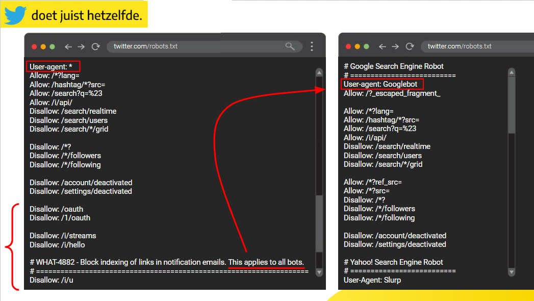 De robots.txt van Twitter