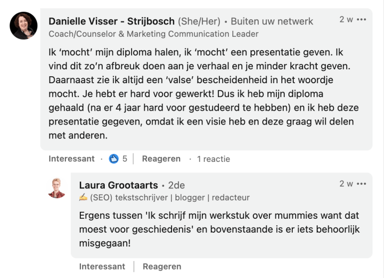 Reactie over LinkedIn-cliche mogen