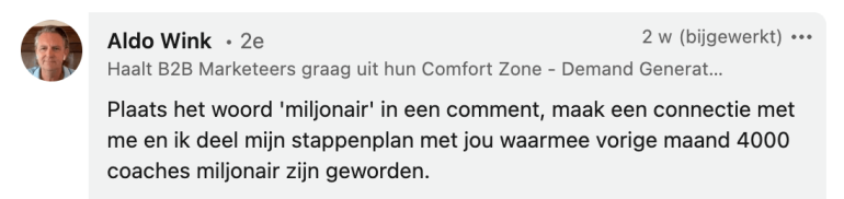 Voorbeeld van leadgeneratie op LinkedIn