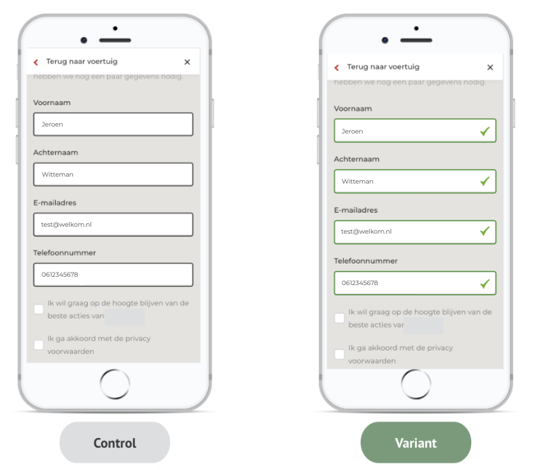 Conversie-optimalisatie A/B-test