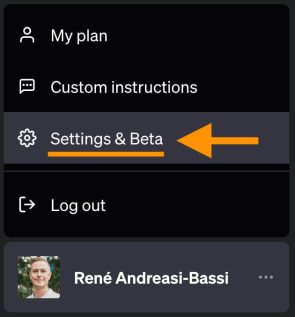 Settings en beta in ChatGPT.