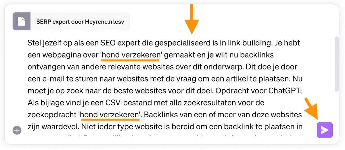 Voorbeeld van een prompt voor ChatGPT. 