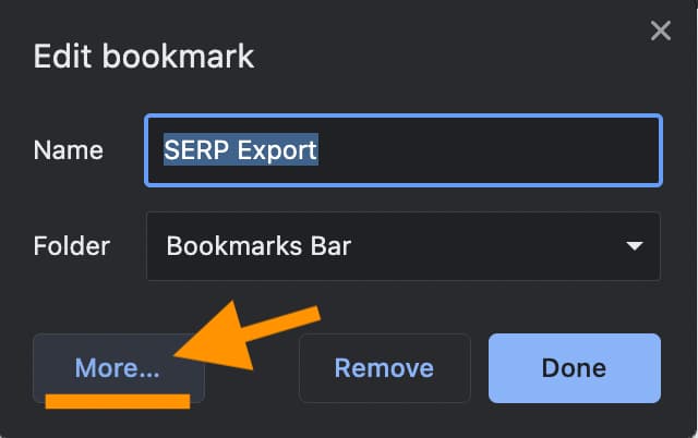 Edit bookmark. 