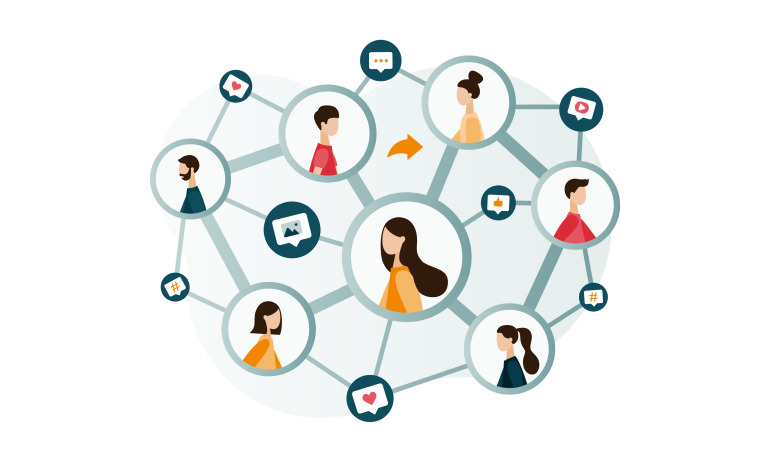 Illustratieve weergave van personen in community