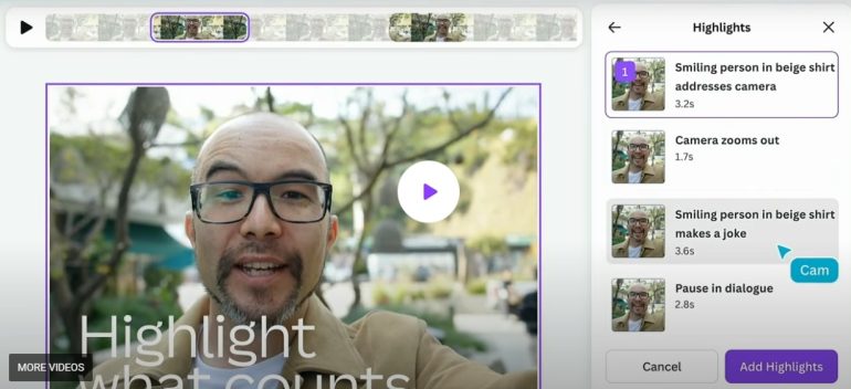 Highlights video Canva
