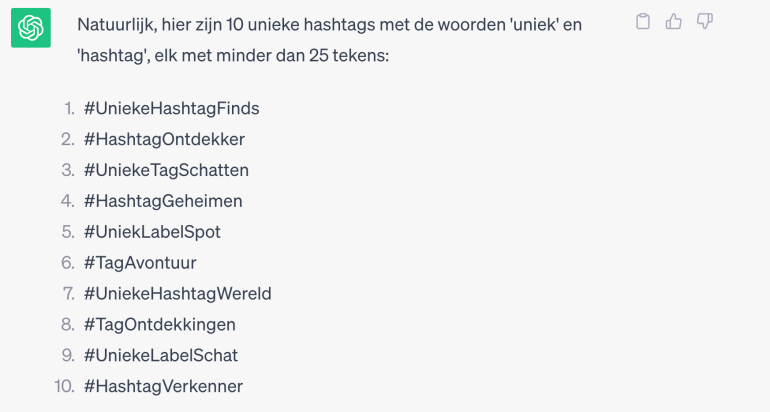 Unieke hashtags voor meer autoriteit