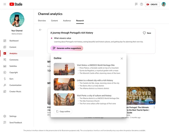 AI-insights voor YouTube Studio.