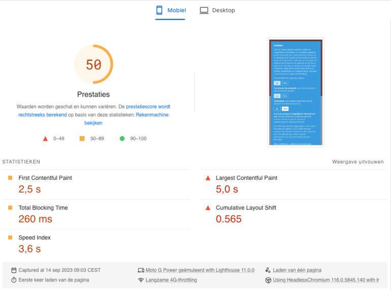pagespeed insights score