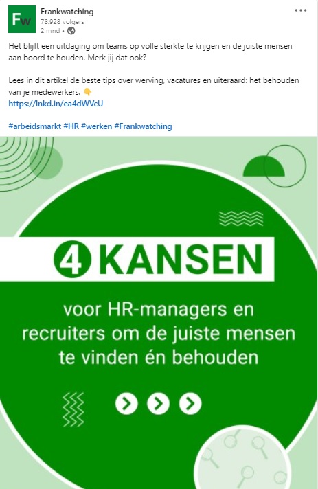 LinkedIn-post met slider Frankwatching