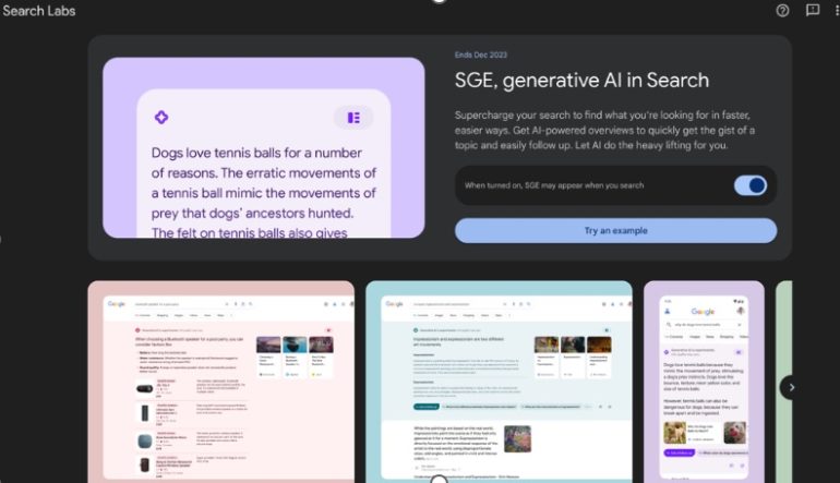 SGE in Google Search Labs