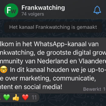 Frankwatching nu ook te volgen via WhatsApp-kanalen