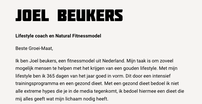Voorbeeld van eenheid van Joel Beukers, een van de Cialdini-principes.