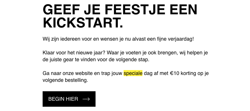 Aanbieding voor vaste klanten van Adidas, een van de Cialdini-principes.