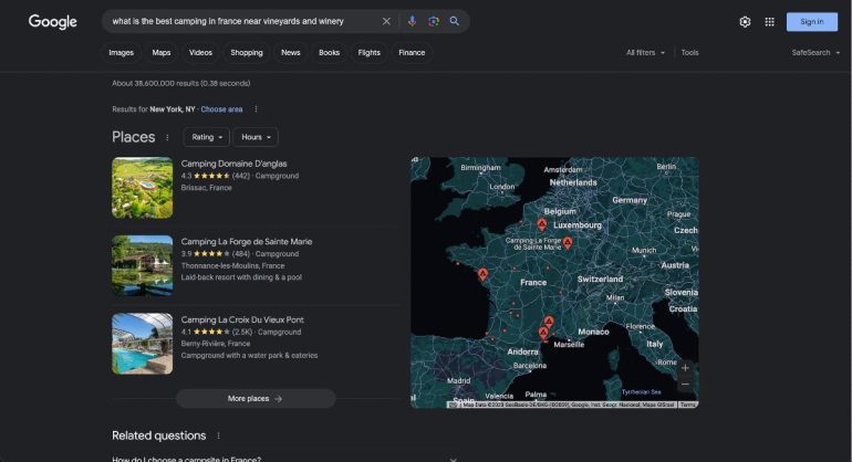 Dezelfde zoekvraag maar dan in de gewone SERP
