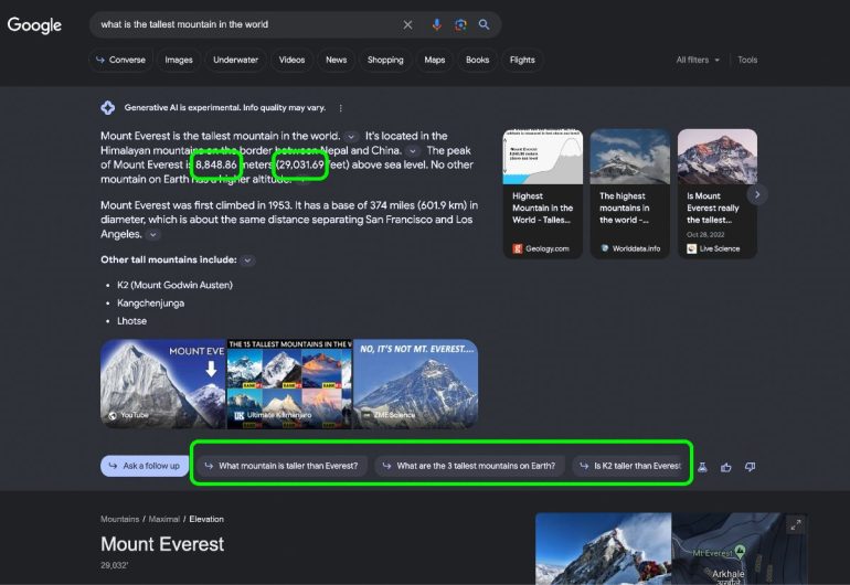 AI-snapshot voor dezelfde zoekvraag, de data is zelfs iets nauwkeuriger dan in de SERP 