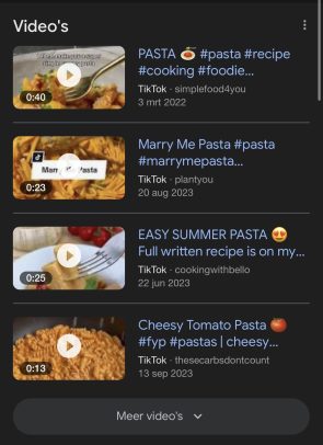 Screenshot van Instagram- en TikTok-video's Google.