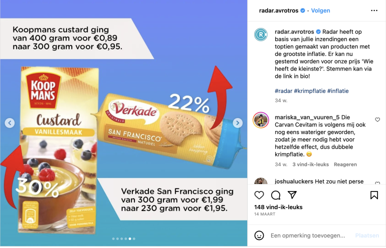 Instagrampost Radar over krimpflatie