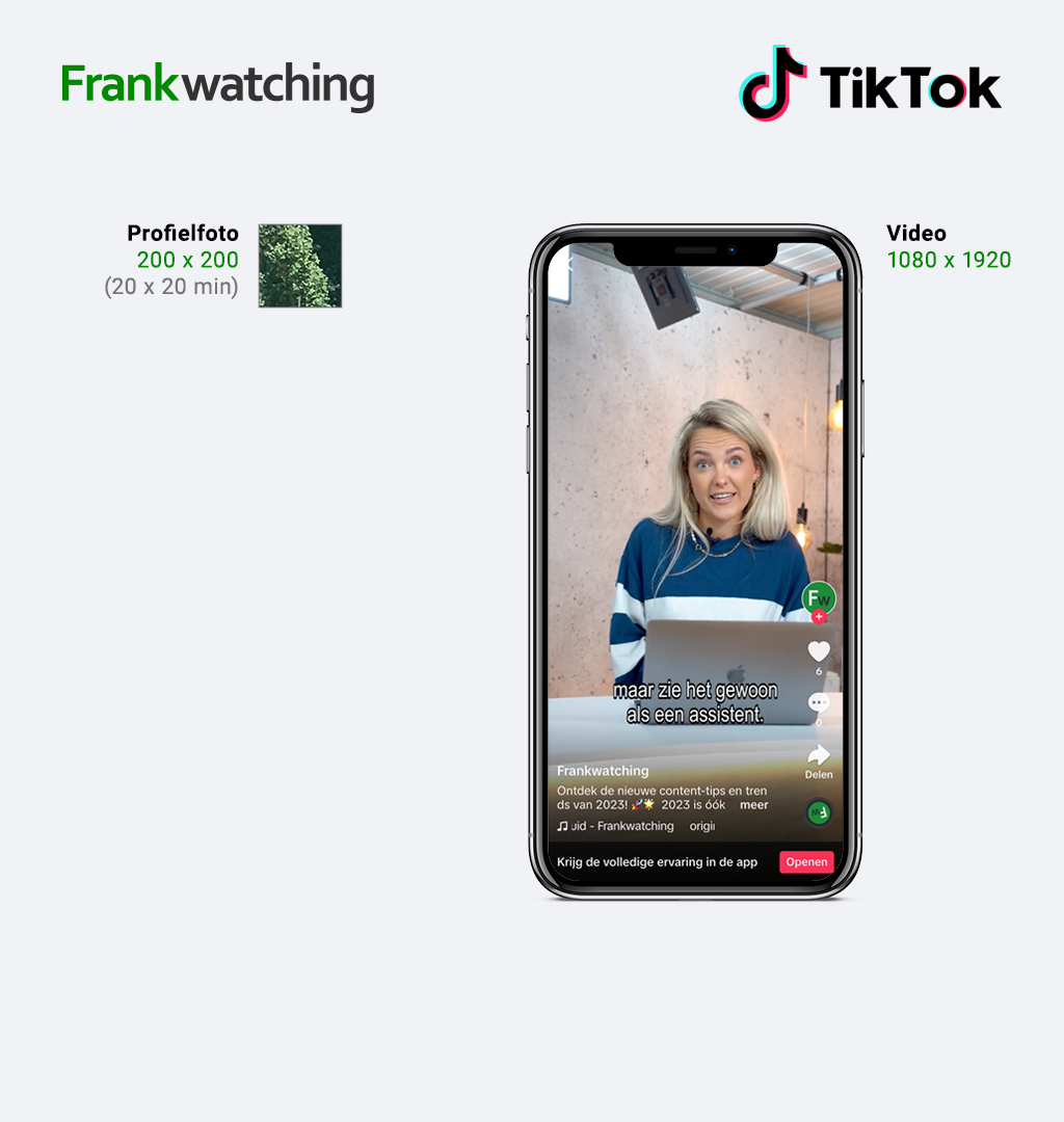Socialmedia-afmetingen TikTok 2024.