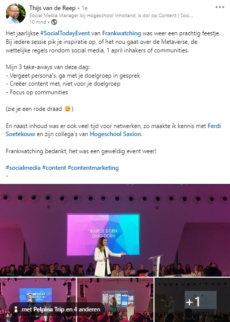LinkedIn-post over SocialToday Event
