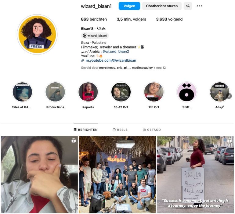 Instagram-account van Bisan.