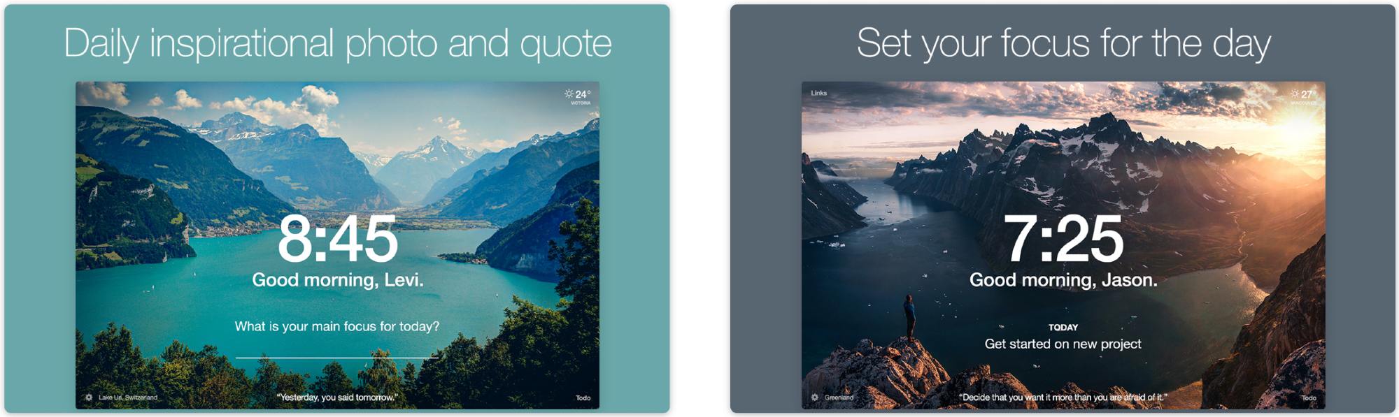 Screenshot van de Google Chrome extensie Momentum.