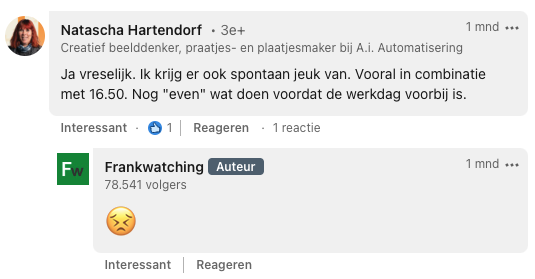 reactie linkedin communicatie over het woord even