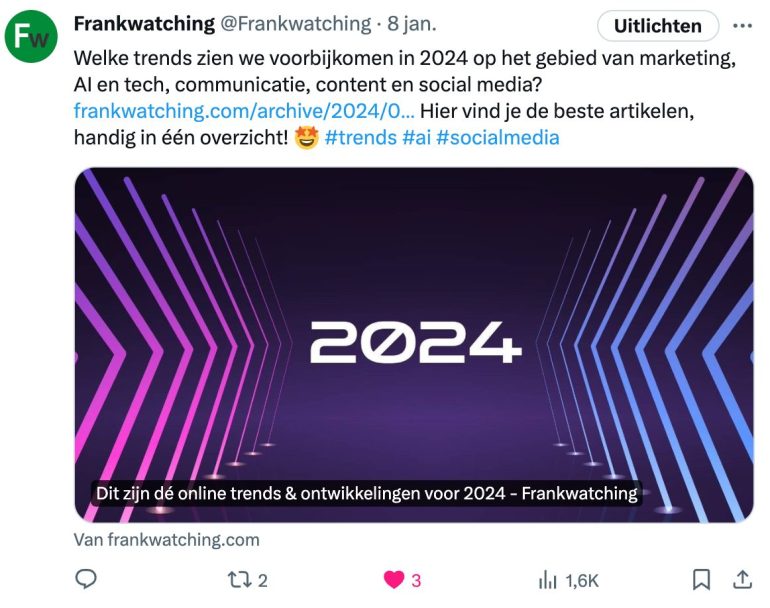 Een tweet op X.