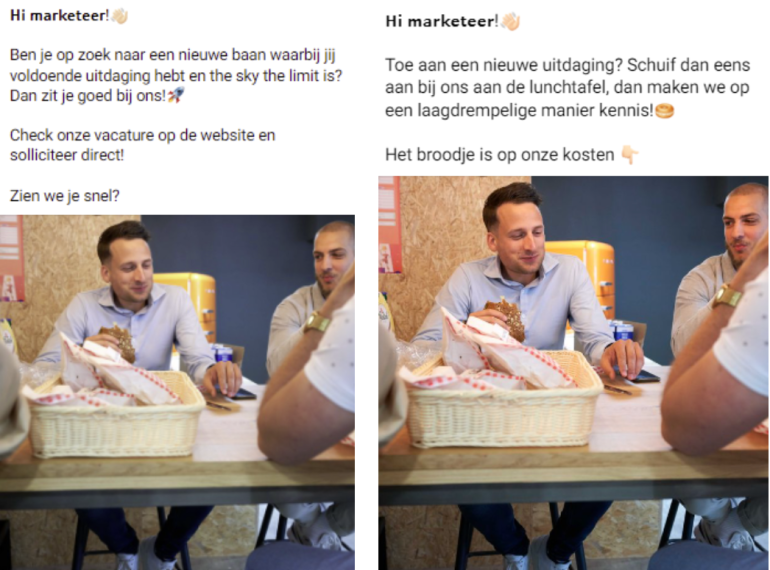 Wervingsadvertentie voorbeeld op FaceBook