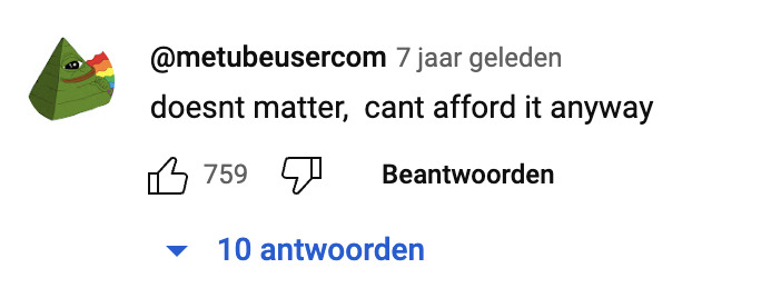 reactie YouTube Franse merknamen