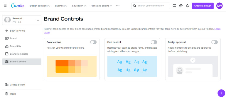 Canva brand controls