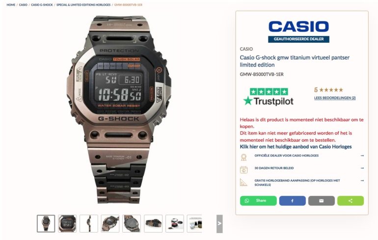 Afbeelding van G-shock horloge met aanpassingen