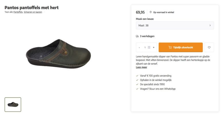 Afbeelding van leren pantoffel die tijdelijk is uitverkocht