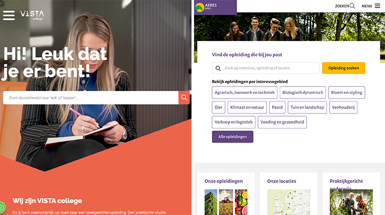 Een hamburgermenu op de desktopversie bij VISTA college [https://vistacollege.nl/] en Aeres MBO [https://www.aeresmbo.nl/]