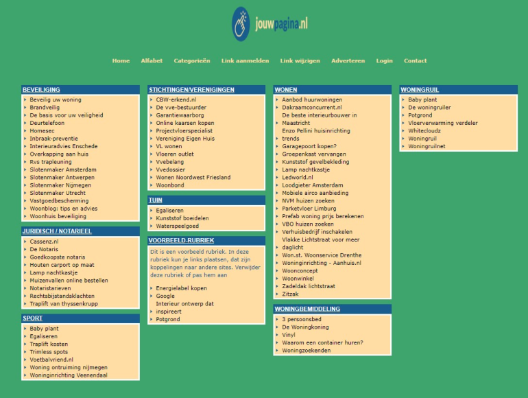 Jouwpagina.nl voorbeeld van directory links bij linkbuilding